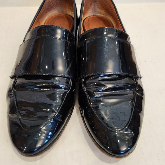 Halogen Emilia Loafer Navy Blue Patent Leather Point Toe Slip On Flat Women's 7 - Picture 4 of 14